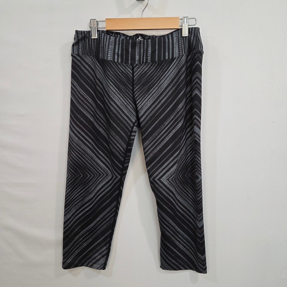 Prana Womens Gray Geometric Cropped Leggings Size L Yoga Athletic Activewear